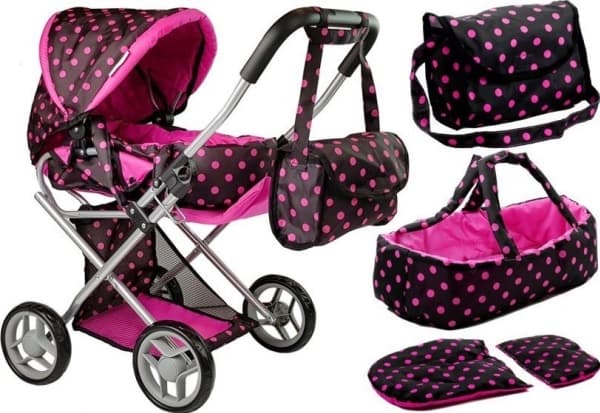 LeanToys Alice dockväska Svart och rosa