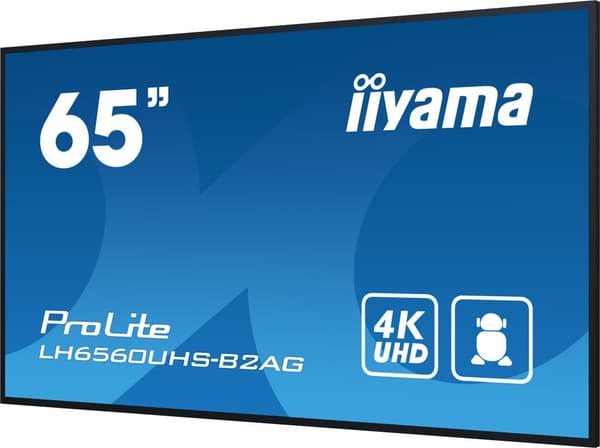 iiyama LH6560UHS-B2AG skyltställ Digital A-skylt 165,1 cm (65") LED Wi-Fi 500 cd/m² 4K Ultra HD Svart Inbyggd processor Android 11 24/7