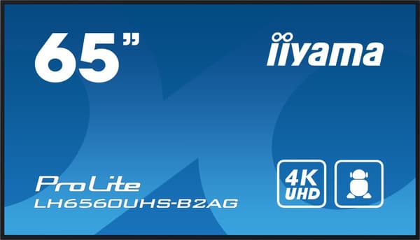 iiyama LH6560UHS-B2AG skyltställ Digital A-skylt 165,1 cm (65") LED Wi-Fi 500 cd/m² 4K Ultra HD Svart Inbyggd processor Android 11 24/7