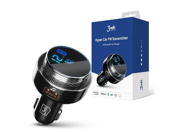 3MK Hyper Car FM Transmitter, Digital, 87,5 - 99,8 MHz, LED, USB, Ljudströmning, USB Type-A