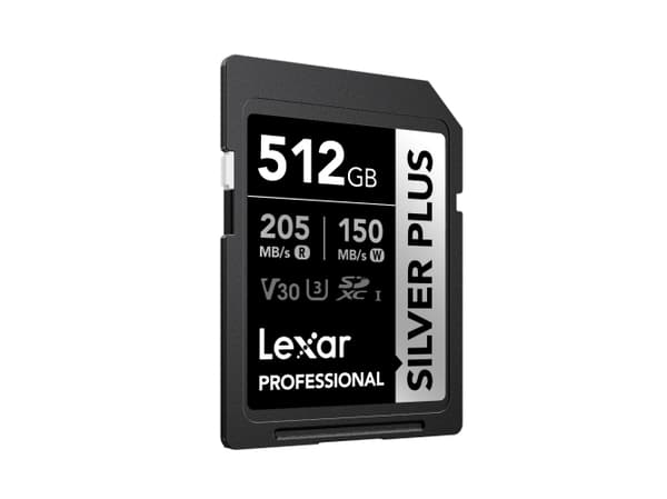Lexar Professional SILVER PLUS, 512 GB, SDXC, UHS-I, 205 MB/s, 150 MB/s, Klass 3 (U3)