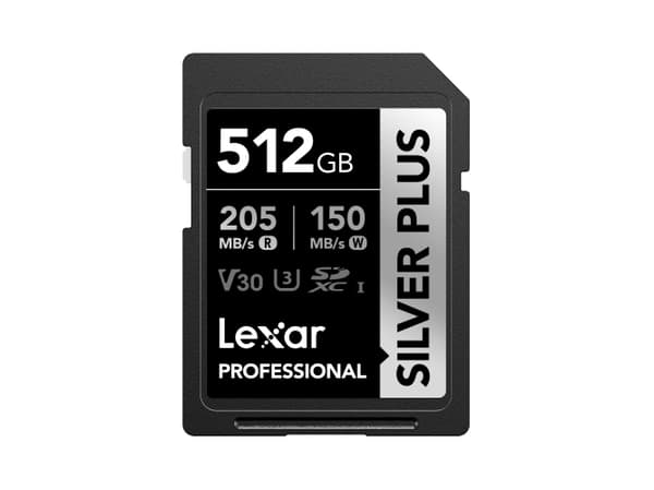 Lexar Professional SILVER PLUS, 512 GB, SDXC, UHS-I, 205 MB/s, 150 MB/s, Klass 3 (U3)