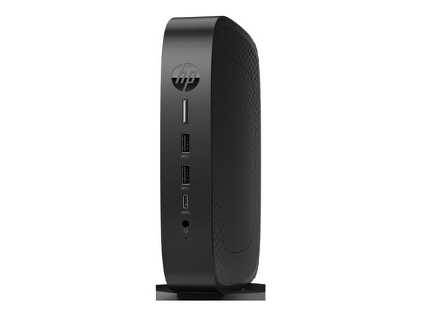 HP Elite t655 - Tunn klient - SFF 1 x Ryzen Embedded R2314 / upp till 3.5 GHz - RAM 4 GB - flash 32 GB - eMMC - Radeon Graphics - Gigabit Ethernet, I Svart