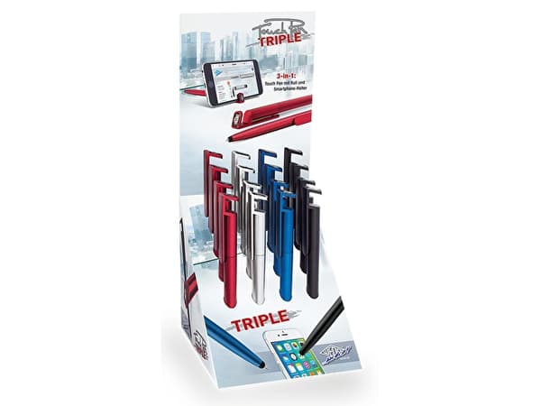 WEDO Stylus 3-i-1 "TRIPLE", 16 skjermer med kulepenn og smarttelefonholder, myk - 16 deler (261 51299)