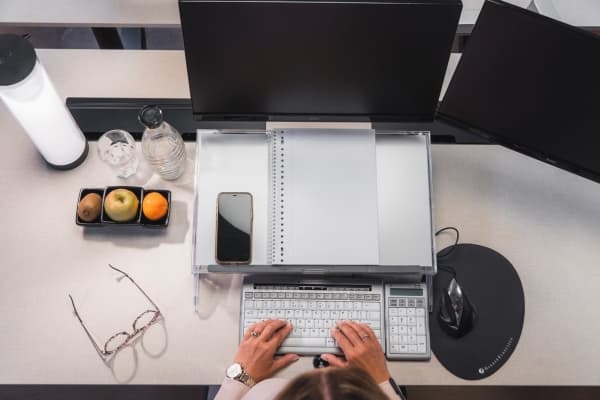 BakkerElkhuizen FlexDesk 640 ComfortRead, Ethylen-vinylacetat (EVA) skum, Plast, Stål, 5 kg, 110 - 180 mm, Lys grå, Transparent, 515 mm, 380 mm