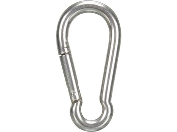 Perel GSSA2, Rak port, Låsningsfri karbinhake, Glödlampa/HMS, Rostfritt stål, Rostfritt stål, 80 mm