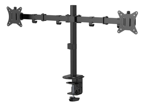 eSTUFF - Monteringssett (skrivebordsklemmemontering, kausemontering, 2 quick release VESA plates) - for 2 LCD-skjermer - office - stål, plastikk - sv