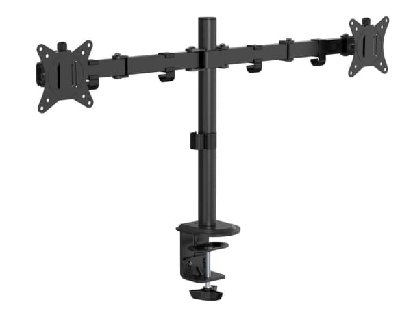 eSTUFF - Monteringssett (skrivebordsklemmemontering, kausemontering, 2 quick release VESA plates) - for 2 LCD-skjermer - office - stål, plastikk - sv