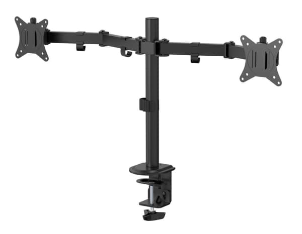 eSTUFF - Monteringssett (skrivebordsklemmemontering, kausemontering, 2 quick release VESA plates) - for 2 LCD-skjermer - office - stål, plastikk - sv