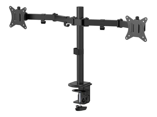 eSTUFF - Monteringssett (skrivebordsklemmemontering, kausemontering, 2 quick release VESA plates) - for 2 LCD-skjermer - office - stål, plastikk - sv