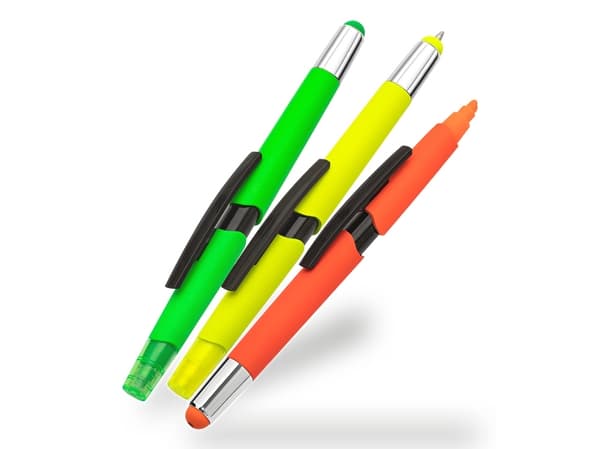WEDO stylus penn 3-i-1 NEON, etui med 4 touch-penner, kulepenner og highlighters i ett, sortert i - 1 stk (261 610499)