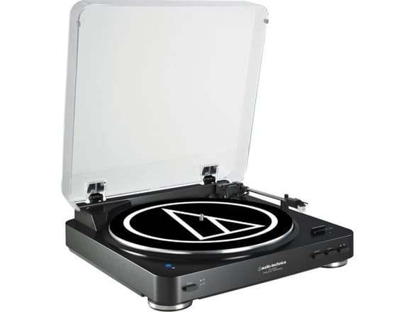 Audio-Technica AT-LP60XBT, Remdriven skivtallrik, Helautomatisk, Svart, Gjuten aluminium, 33 1/3,45 RPM, 33 1/3,45 RPM