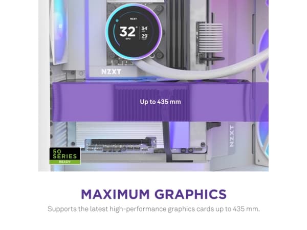 NZXT H9 Flow, Midi Tower, PC, Hvid, ATX, EATX, micro ATX, Mini-ITX, Maske, SGCC, Hærdet glas, Spil