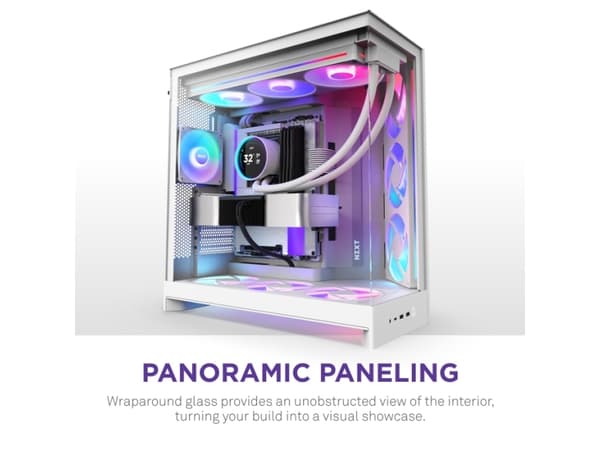 NZXT H9 Flow, Midi Tower, PC, Hvid, ATX, EATX, micro ATX, Mini-ITX, Maske, SGCC, Hærdet glas, Spil