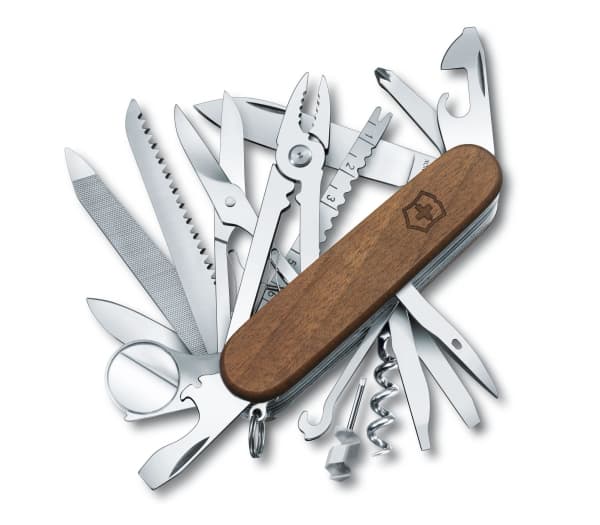 Victorinox 1.6791.63, Fällkniv av slipjoint-modell, Kniv med flera verktyg, Spear point, Rostfritt stål, Valnöt, Brun