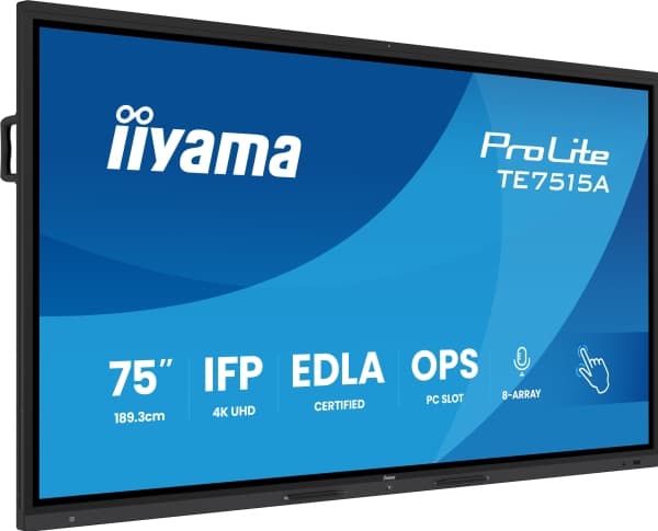 IIYAMA 189.3cm(75") TE7515A-B1AG 16:9 M-Touch 2xHDMI+2xUSB-C (Toimitus)