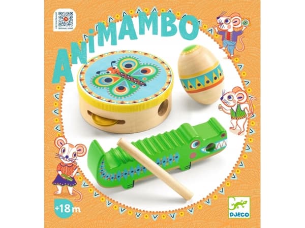 Djeco Animambo soittosetti: Tamburiini, marakasi, Guiro (DJ06031) (DJ06031) (DJ06031)
