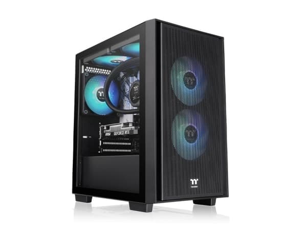 Thermaltake Versa H16 TG ARGB, Micro Tower, PC, Svart, micro ATX, Mini-ITX, SPCC, Härdat glas, Multi Svart