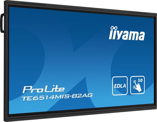 iiyama PROLITE TE6514MIS-B2AG Platt skärm för digital skyltning 165,1 cm (65") LCD Wi-Fi 435 cd/m² 4K Ultra HD Svart Pekskärm Inbyggd processor Androi