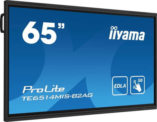 iiyama PROLITE TE6514MIS-B2AG Platt skärm för digital skyltning 165,1 cm (65") LCD Wi-Fi 435 cd/m² 4K Ultra HD Svart Pekskärm Inbyggd processor Androi