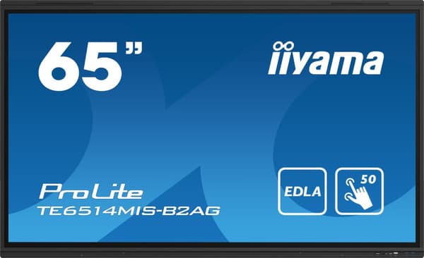 iiyama PROLITE TE6514MIS-B2AG Platt skärm för digital skyltning 165,1 cm (65") LCD Wi-Fi 435 cd/m² 4K Ultra HD Svart Pekskärm Inbyggd processor Androi