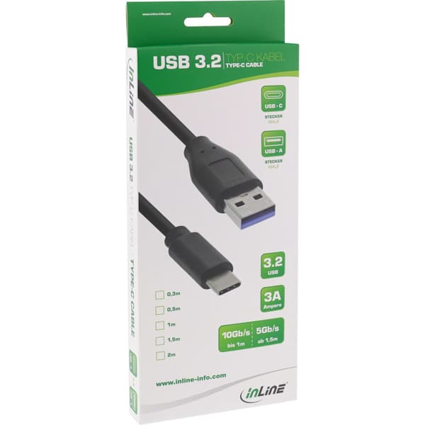 InLine 35716 USB-kablar USB 3.2 Gen 2 (3.1 Gen 2) 0,5 m USB C USB A Svart
