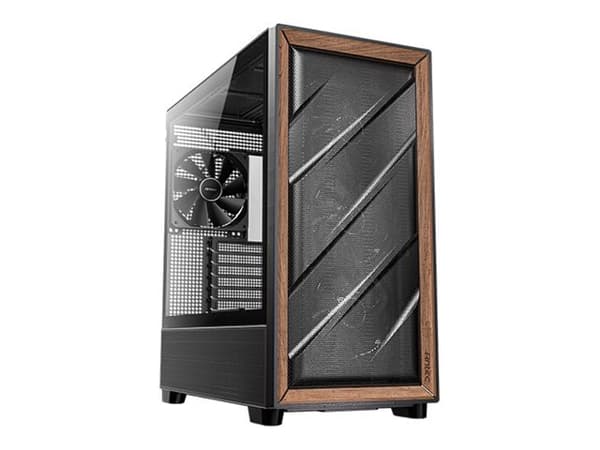 Antec FLUX - Mid tower - utvidet ATX (E-ATX) - sidepanel med vindu (herdet glass) - ingen strømforsyning - USB/lyd Sort, Tre
