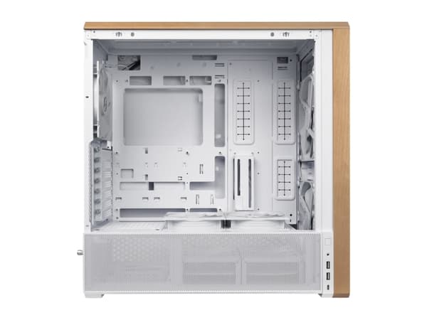 Lian Li Lancool LAN217W, Midi Tower, PC, Vit, Trä, ATX, EATX, SSI EEB, Stål, Härdat glas, Trä, 18 cm