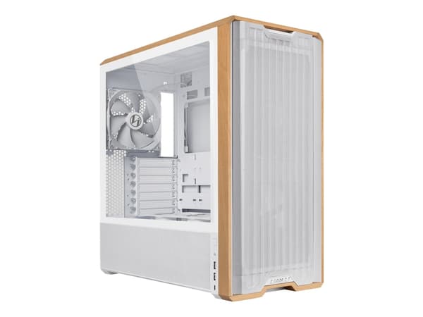Lian Li Lancool LAN217W, Midi Tower, PC, Vit, Trä, ATX, EATX, SSI EEB, Stål, Härdat glas, Trä, 18 cm Vit, Trä