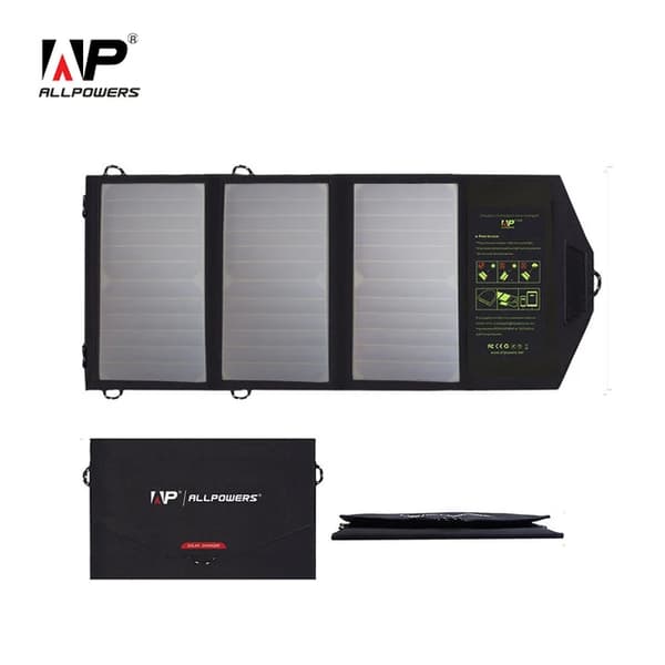 Solcelleoplader, foldbart design, 21W effektudgang, 5V21W