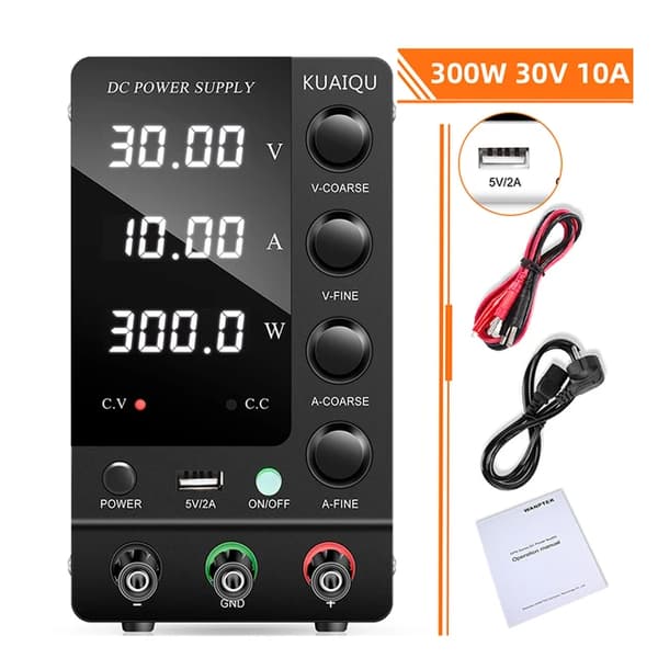 Justerbar spændingsregulator, USB-C kompatibilitet, Encoder justeringsfunktionalitet, SPS-C3010 30V10A, AC 220V