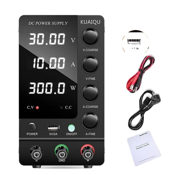 Justerbar spændingsregulator, USB-C kompatibilitet, Encoder justeringsfunktionalitet, SPS-C3010 30V10A, AC 220V