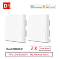 Miniatyrbillede 2 af 2: Smart Vægkontakt, ZigBee Lys Fjernbetjening, Ingen Neutral Krævet, D1 Ingen Neutral 3KX2