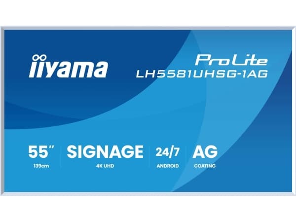 IIYAMA 139.0cm(55") LH5581UHSG-1AG 16:9 2xHDMI+USB-C (Toimitus) Valkoinen