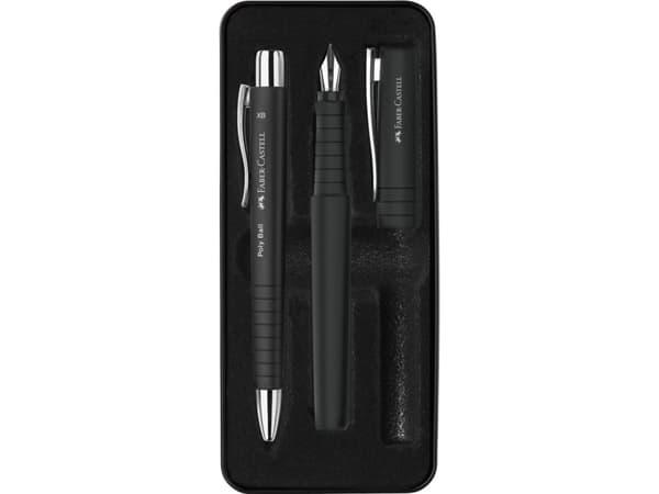 Faber-Castell Poly Ball Set, Svart, 3 styck, Kulspetspenna + reservoarpenna
