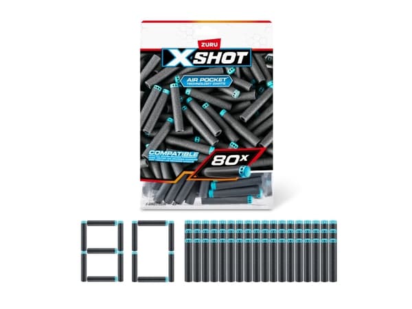S001-X-SHOT- Excel 80PK Refill Darts Foilbag,Bu