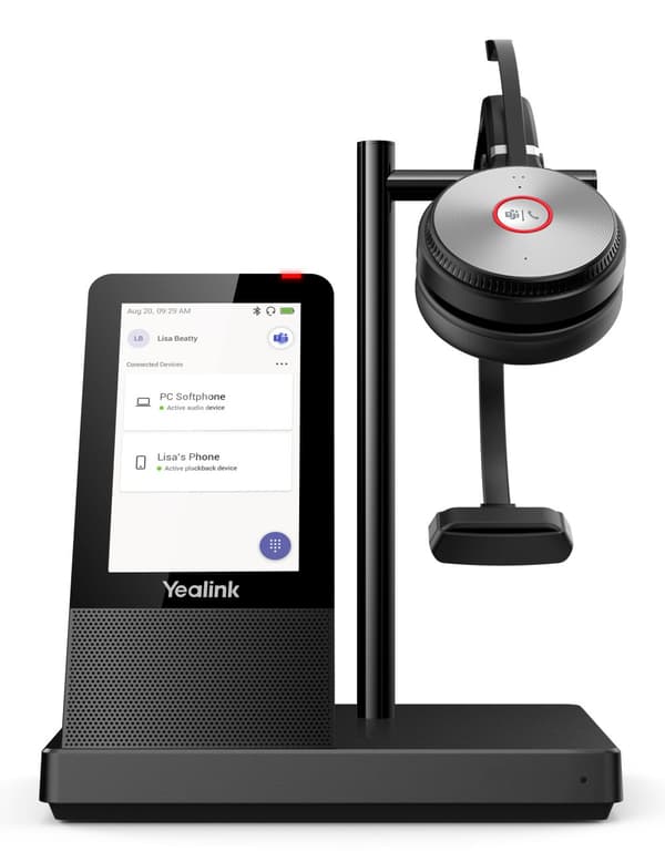 Yealink WH66 Mono Teams Personligt ljudkonferenssystem Trådlös Huvudband Kontor/callcenter USB Type-A Bluetooth Laddningsställ Svart