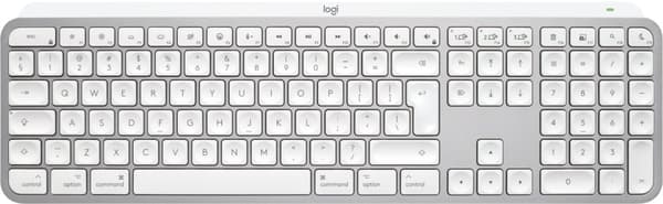 Logitech MX Keys S for Mac tangentbord Kontor Trådlös RF + Bluetooth QWERTY Amerikanskt internationellt Gjuten aluminium, Vit Gjuten aluminium, Vit