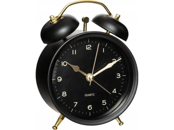 Atmosphera Alarmklokke med gullvisere, svart