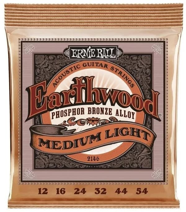 Ernie Ball 2146 Earthwood Phosphor Bronze Medium Light - Stål Strenge til Akustisk Guitar