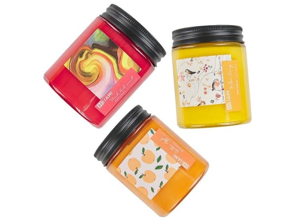 3 doftljus med soja röda vinbär/goscaping/äpple FRUITY BLOOM Lumarko!