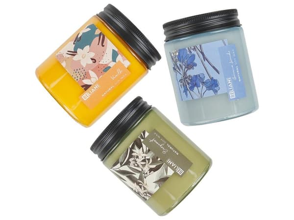 3 duftlys med sojasmag, bergamot/vanilje/lavendel, FRUITY BLOOM Lumarko!
