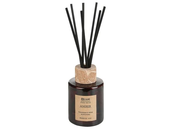 Duftsæt sojalys og diffuser med pinde gylden rav MØRK ELEGANCE Lumarko!