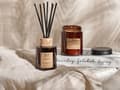 Miniatyrbillede 2 af 9: Duftsæt sojalys og diffuser med pinde gylden rav MØRK ELEGANCE Lumarko!