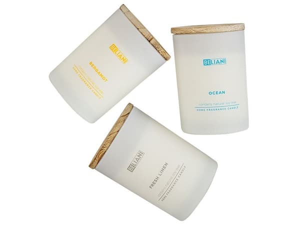 3 duftlys med sojaduft marineblå/bergamot/frisk vasketøj SIMPLICITY Lumarko!
