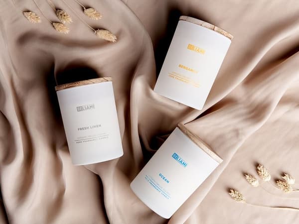 3 duftlys med sojaduft marineblå/bergamot/frisk vasketøj SIMPLICITY Lumarko!