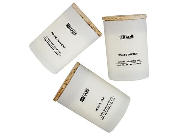 3 doftljus med sojadoft vitt bärnsten/vitt te/vit jasmin SIMPLICITY Lumarko!