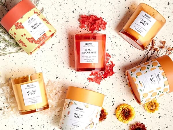 Set med 3 doftljus COLORFUL BARREL Sojavax Fruktiga noter Lumarko!