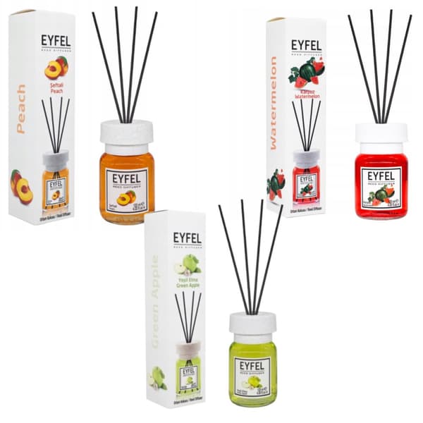 Tre fruktiga doftset för hemmet EYFEL, 3 x 120 ml: persika + vattenmelon + grönt äpple