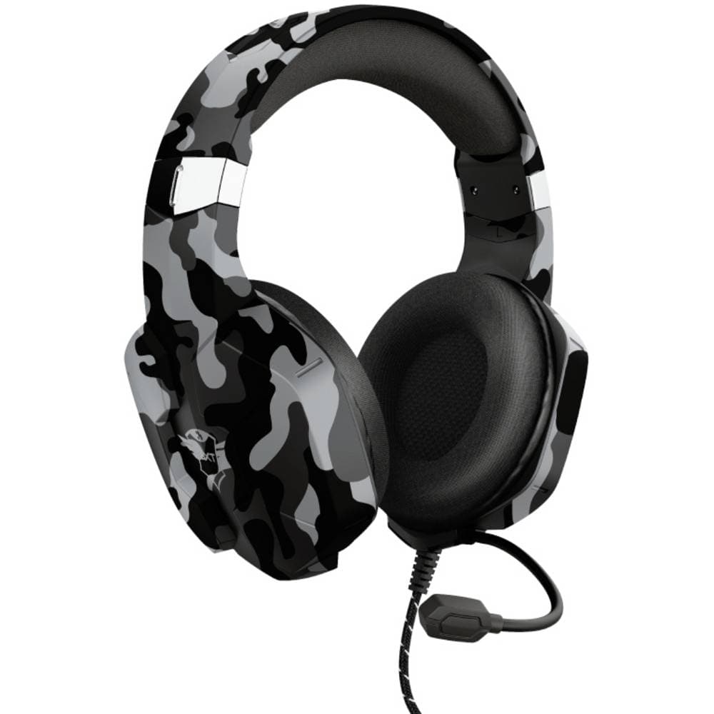 Trust GXT 323K CARUS Spel Over Ear-hörlurar Over Ear Volymkontroll, Mikrofonljudavstängning Svart/Grå